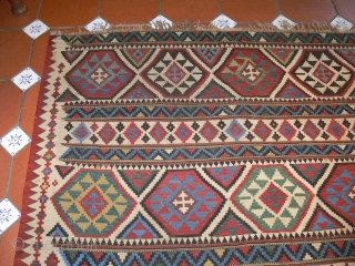 Ref 1430 Shirvan kelim.  Nineteenth century with all natural dyes. 9'8 x 5'7 - 293 x 170.  Excellent condition            