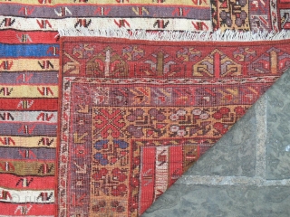 Ref 1330 Antique Mudjur strip circa 1825. 12'3 x 3'9 - 375 x 120. Brilliant natural dyes. Ends sympathetically restored. www.purdon.com            