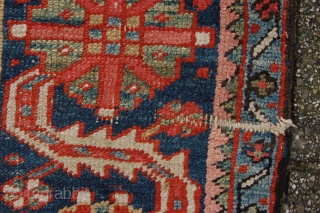 Very Pretty late 19th/ early 20th century Heriz village carpet 358 x 243 cm  (11ft 11" x 8ft 1") all natural dyestuffs. colours: rust red, dark blue, light blue, ockre, green,  ...