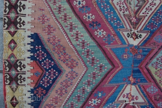 Very pretty Fine Antique Malatya Reyhanli kilim 268 x 142 cm (8ft 11" x 4ft 9")  2nd half 19th century. All natural dyestuffs. Condition: according to age and usage, several places  ...