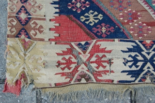 Very pretty Fine Antique Malatya Reyhanli kilim 268 x 142 cm (8ft 11" x 4ft 9")  2nd half 19th century. All natural dyestuffs. Condition: according to age and usage, several places  ...