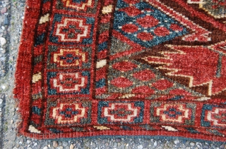 antique tribal middle Amu Darya Ersari Bashir animal trapping 124 x 46 cm, 2nd half 19th century. all natural dyestuffs. condition: very good, evenly full till medium pile all over of very  ...