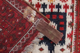Rare Ikat design Antique Ersari Turkoman prayer rug 110 x 87 cm (3ft 8" x 2ft 11") 1st quarter 20th century. All natural dyes, colours: red, 2nd red, ivory, dark blue, yellow,  ...