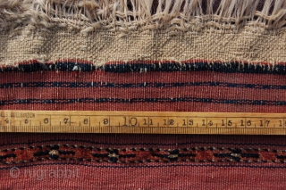 Very fine antique Tekke Turkoman ala (red) chuval 113 x 66 cm (3ft 9" x 2ft 2") 2nd third 19th century. All natural dyestuffs, colours: red, pinkish red, dark blue, greenish blue,  ...