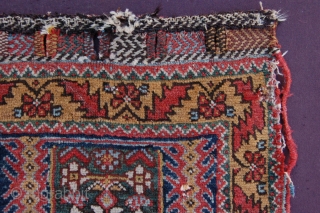 Antique tribal Afshar bagface 87 x 62 cm (2ft 11" x 2ft 1") last quarter 19th century. All natural dyes, colours: red, dark blue, sky blue, emerald green, yellow, white, brown, dark  ...