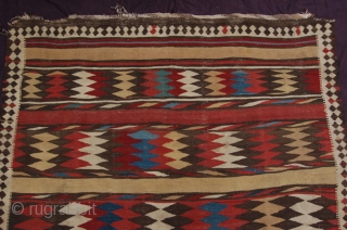 Antique South Caucasian Pallas kilim, 273 x 159 cm (9ft 1" x 5ft 4") mid to 3rd quarter 19th century. All natural dyestuffs, overall good condition as found, original braided top and  ...