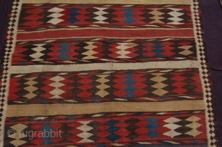 Antique South Caucasian Pallas kilim, 273 x 159 cm (9ft 1" x 5ft 4") mid to 3rd quarter 19th century. All natural dyestuffs, overall good condition as found, original braided top and  ...