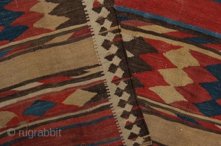 Antique South Caucasian Pallas kilim, 273 x 159 cm (9ft 1" x 5ft 4") mid to 3rd quarter 19th century. All natural dyestuffs, overall good condition as found, original braided top and  ...