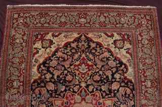 fine Antique  Najavabad (Moubarakeh), Isphahan area village rug 219 x 138 cm (7ft 4" x 4ft 7") 1st part 20th century. Condition: good, evenly medium to low pile, top and bottom  ...