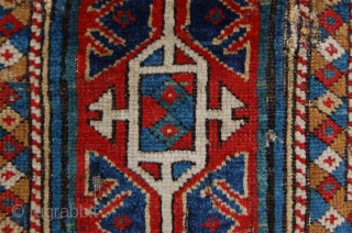 Early Antique Shirvan 138 x 119 cm (4ft 7" x 3ft 11") 19th century, high quality fine weave, beautiful colours of all natural dyes, woolen warps and wefts,  Condition: good but  ...