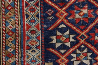 Early Antique Shirvan 138 x 119 cm (4ft 7" x 3ft 11") 19th century, high quality fine weave, beautiful colours of all natural dyes, woolen warps and wefts,  Condition: good but  ...