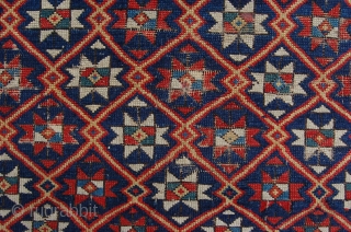 Early Antique Shirvan 138 x 119 cm (4ft 7" x 3ft 11") 19th century, high quality fine weave, beautiful colours of all natural dyes, woolen warps and wefts,  Condition: good but  ...