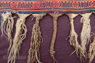 rare small size Antique Qashqai kilim, 154 x 84 cm (5ft 2" x 2ft 9") last quarter 19th century, Condition: good with damages and wear, original bottom ending complete with braided ends,  ...