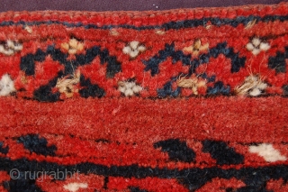 Antique Kizyl Ayak Ersari subtribe Chuval 148 x 83 cn (4ft 11" x 2ft 9") last quarter 19th century asymmetrical knotting open to the right turned upwards (top knot row symmetrical) warps:  ...