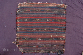 Antique Sanjabi Bagface 60 x 58 cm ( 2ft x 1 ft 11") 2nd half 19th century together with its seperate original kilim back all natural dyes colours: red, 2nd red, dark  ...