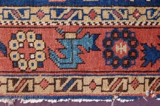 Extraordinary antique Daghestan Avar small rug 128 x 82 cm (4ft 3" x 2ft 9") 2nd half 19th century all natural dyes colours: blue, red brown, ocre, sea green, white, 2nd blue,  ...