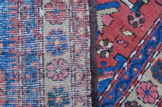Antique Heriz (not Karadja) runner 322 x 100 cm ( 10ft 9" x 3ft 4") late 19th/early 20th century all natural dyes  colours: red, dark blue, mid blue, ocre, green, soft  ...