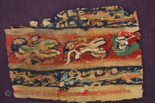 Very fine ancient Coptic textile fragment 10 x 7 cm (4" x 3") 1st till 6th century part of a purchased private collection          