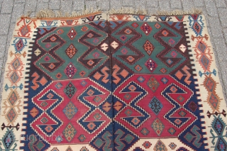 Antique Reyhanli Malatya kilim woven in two parts 335 x 175 cm (11ft 2" x 5ft 10") 19th/20th century. All natural dyes. Condition: (very) good, the fabric without any wear except from  ...