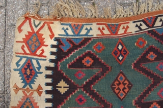 Antique Reyhanli Malatya kilim woven in two parts 335 x 175 cm (11ft 2" x 5ft 10") 19th/20th century. All natural dyes. Condition: (very) good, the fabric without any wear except from  ...