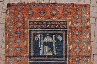 Antique inscribed and dated "1212" tribal Ersari Turkoman prayer rug  4ft x 3ft 1" (121 x 93 cm)              