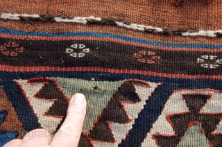 antique Veramin kilim 263 x 159 cm  (8ft 9"x 5ft 4") last quarter 19th century, all natural dyestuffs, good complete condition all around with mild traces of ageing 2 very small  ...