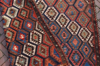 antique Veramin kilim 263 x 159 cm  (8ft 9"x 5ft 4") last quarter 19th century, all natural dyestuffs, good complete condition all around with mild traces of ageing 2 very small  ...