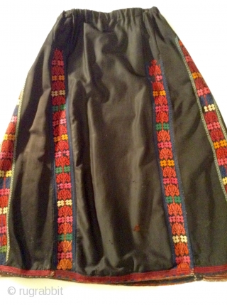 This was originally a Palestinian dress, but was made into a skirt. (Not by me). The top may have been damaged or worn.  The embroidery is beautiful and in perfect condition. 