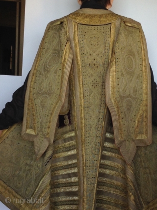 This is a coat from Albania which was part of the Ottoman Empire before the First World War.  The Gold couching work is typical of the Turkish style which was very  ...