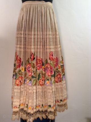 This traditional costume is from Posavina, Croatia.  It is embroidered with silk thread on cotton fabric.  I am guessing that it was made in the early to middle of the  ...