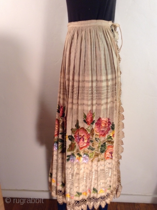 This traditional costume is from Posavina, Croatia.  It is embroidered with silk thread on cotton fabric.  I am guessing that it was made in the early to middle of the  ...