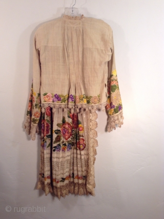 This traditional costume is from Posavina, Croatia.  It is embroidered with silk thread on cotton fabric.  I am guessing that it was made in the early to middle of the  ...