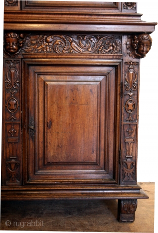 Italian 17th century Cabinet, walnut. 
In 2 parts, High 183 Cm  6 ft 1 inch
Wide 164 Cm   5 ft 6 inch
deep 60 Cm    2 feet. 
in  ...