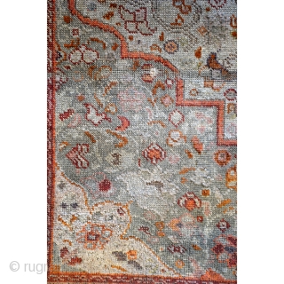 Fine Antique Tabriz Silk Rug, early 20th century. 
Made by a master craftsman. 
Even wear. Refined palette of gray, taupe, celadon-green, red and some soft orange. 
Natural dyes. The orange is made  ...