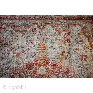 Fine Antique Tabriz Silk Rug, early 20th century. 
Made by a master craftsman. 
Even wear. Refined palette of gray, taupe, celadon-green, red and some soft orange. 
Natural dyes. The orange is made  ...