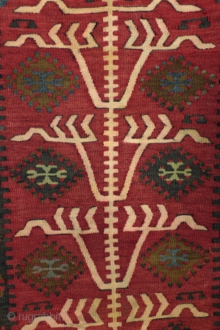 Kilim Konya, Obruk, Prayer Rug, ca 1890. 
103 x 152 Cm. 3.4 ft. x 5 ft. 
                