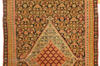 Fine kilim Senneh, Sanandaj, 1880, 120 x 200 cm. 4 ft. x 6.6 ft. 
Some wear in the top border. 

Rob Schipper, www.tablesXL.com          
