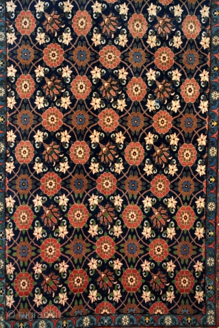 Varamin, mid 20th century, fine rug in high quality. 
150 x 222 Cm. 5 feet x 7.4 feet. 
Iconic rug from Varamin, 25 Km. south of Theran. 
Minakhani design. 
Great natural colors,  ...