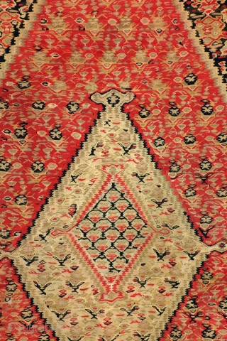 Fine Antique Senneh, Sanandaj, 19th century, 
120 x 190 cm. 4 ft, x 6 ft. 4 inch. 

One tiny tar in the top border, one side has fresh colors the other side  ...