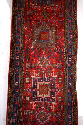 Heriz Karadja runner , 50-ies. 325 cm's long ( 10.8feet) wide 83 Cm's  2.7 feet. 
Wool on cotton. even and high pile, never thin, headings and borders intact. 
   