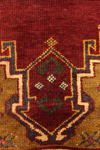 Dagestan, N- Caucasus, 300 x 106 cm. 10 ft. x 3.5 ft. 
Camel field made of camel wool. 
Dragon border. Beautiful abrash. 
Ornament: Banus oiuv means barrel. 
Loved motif of the Kumyken  ...