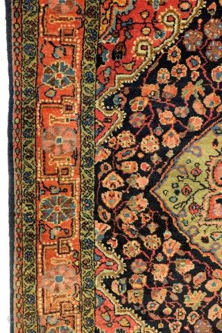 Farahan Sarough, early 20th century, 90 - 100 years old.
Full pile, very good condition. 
Natural vegetable colors. 
150 x 110 cm. 
75 kn/inch. Wool on cotton. 

on hold for now, not sure  ...