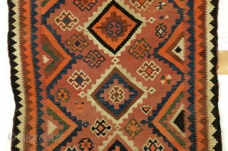 Luri-Gashgai, kilim, wedding gift with depicted bride and groom. 
Early 20th century, 280 x 137 Cm. 9.3 ft. x 4.5 ft. 
Woon on wool. In good condition, no tears or holes.  