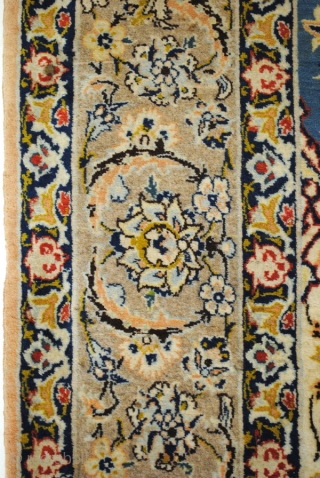 Isfahan, wool with silk knotted on cotton, 1000.000 knots per sq. M. 
235 x 160 Cm. 7.8 ft. x 5.3 ft. 
Beautiful silky shine, specially in the dark blue. 
In great condition.  ...