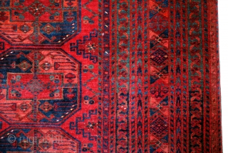 Bouchara, Bokhara, Bochara, Antique Ersari Turken Carpet. 
255 x 365 cm. 
Twentieth Century 

Bouchara is the name of the town where carpet weavers sell their work 
since centuries. Bokhara, Bouchara means Lucky  ...