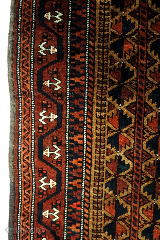 Fine Baluch, Camel ground field. 
Beautiful glow! 
180 x 80 Cm. 6 feet x 2.6 feet. 
Perfect condition. 
All natural dyes. 
           