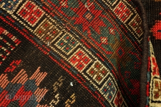 Armenian Karabach, 1880 - 1910. 
In perfect condition. wool on wool.
188 x 127 Cm. 6.2 feet x 4.2 feet. 

The red zig-zag figure is an zoroast symbol.
It stands for fire. And fire  ...
