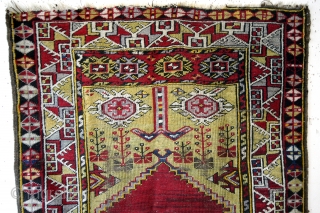 Prayer rug, Karapinar, late 19th century. 
150 x 93 Cm's. 5 ft x 3ft 1". 
Wool on wool. 
              