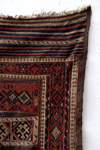  1880 Verneh with soumack combined. 
I think it is Afshar. 
330 x 175 Cm's. 
Well restored. Was a horizontal wall hanging for years. 
Natural colors. 
Ask for more Photo's or details.  ...
