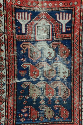 1890 Kazak Shirvan area, Prayer rug. 85 x 115 Cm. 
Lovely worn in worship.                   